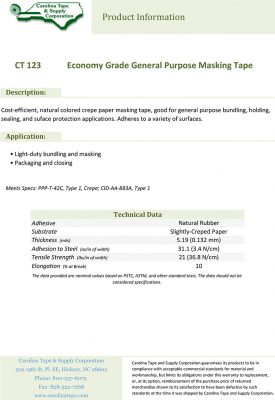 123 Economy Grade General Purpose Masking Tape