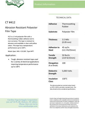 Electrical Tape Series Polyester Film Tape Therm X 702 703 412