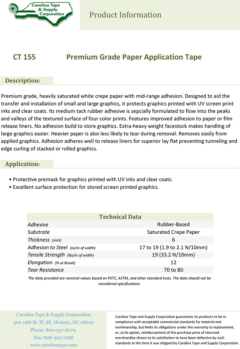 155 Premium Grade Paper Application Tape