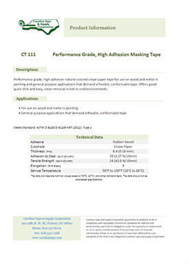 111 Performance Grade High Adhesion Masking Tape