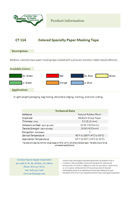 114 Colored Specialty Paper Masking Tape