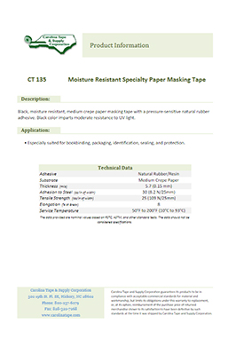 135 Moisture Resistant Specialty Paper Masking Tape