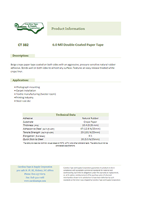 382 6.0 mil double-coated paper tape
